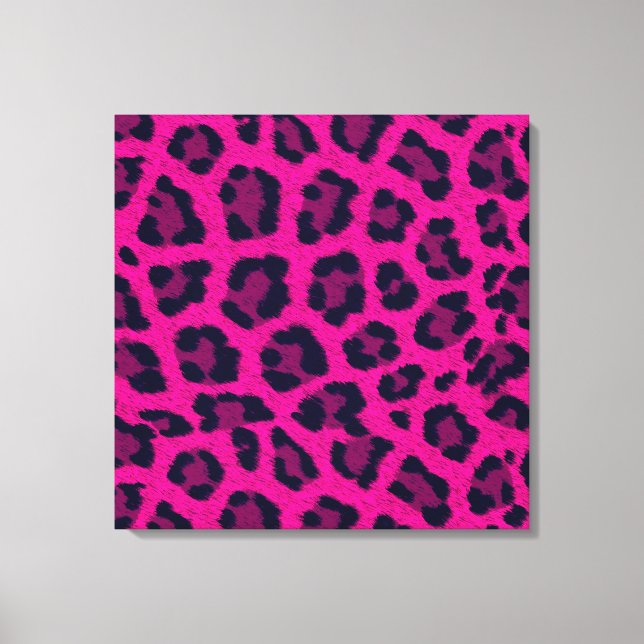 Hot Pink Leopard Print Animal Fanttern Muster Leinwanddruck (Vorderseite)