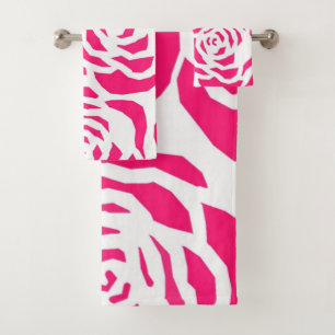 Hot Pink Leopard Print Badezimmer Handtuch Sets