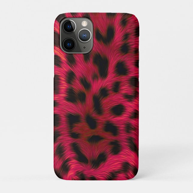 Hot Pink Leopard Print Faux  Case-Mate iPhone Hülle (Rückseite)