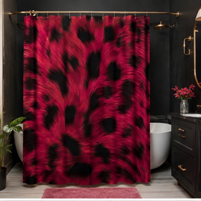 Hot Pink Leopard Print Faux  Duschvorhang (Von Creator hochgeladen)