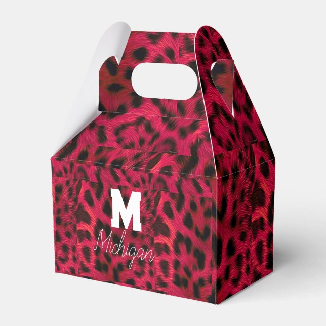 Hot Pink Leopard Print Faux  Geschenkschachtel (Vorderseite)