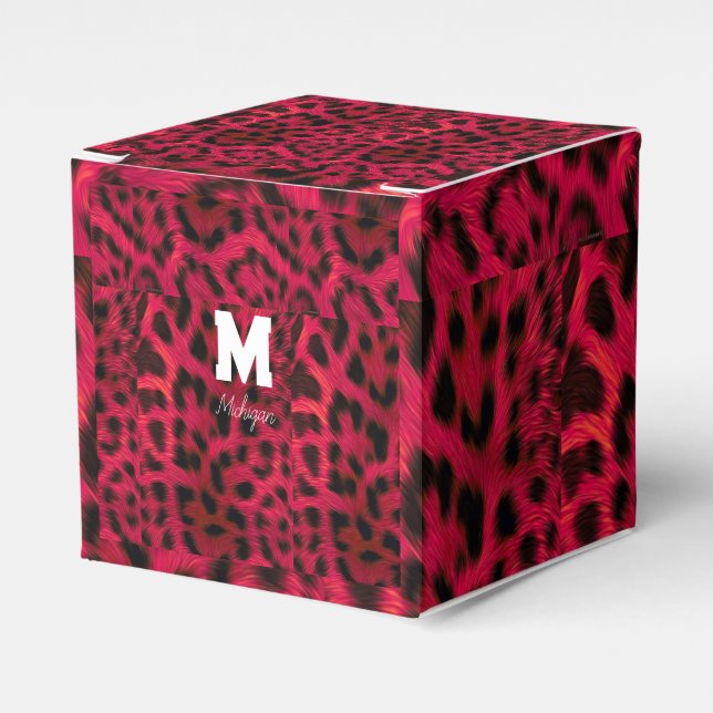 Hot Pink Leopard Print Faux  Geschenkschachtel (Vorderseite)