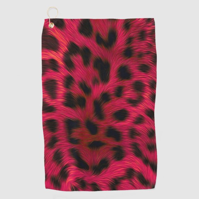 Hot Pink Leopard Print Faux  Golfhandtuch (Vorderseite)