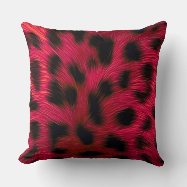 Hot Pink Leopard Print Faux  Kissen (Vorderseite)