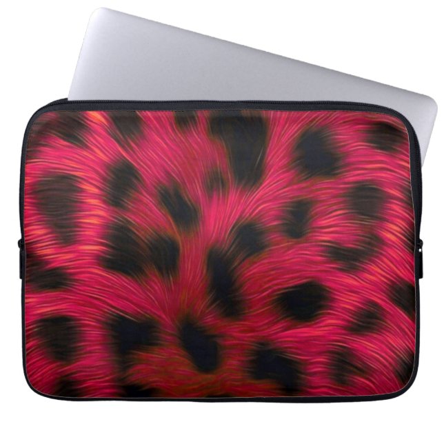 Hot Pink Leopard Print Faux  Laptopschutzhülle (Vorderseite)