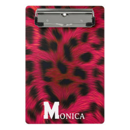 Hot Pink Leopard Print Faux Mini Klemmbrett