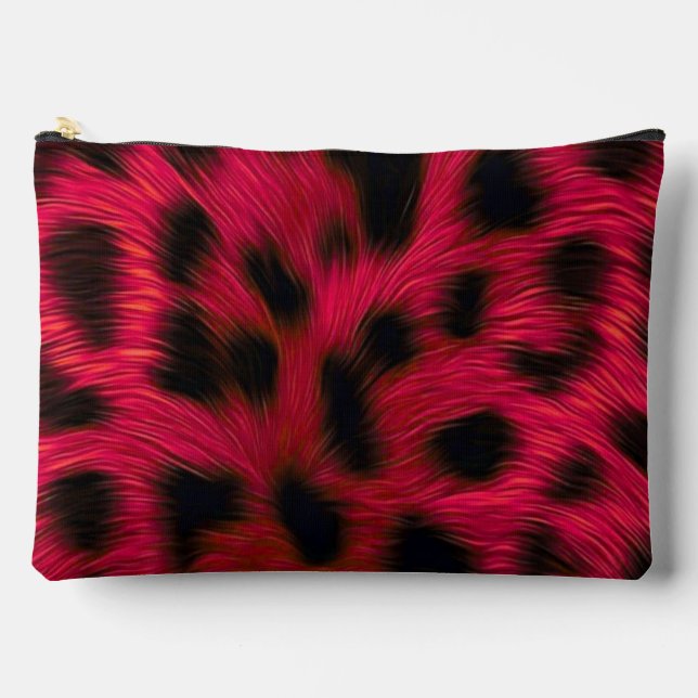Hot Pink Leopard Print Faux  Zubehörtasche (Vorderseite)