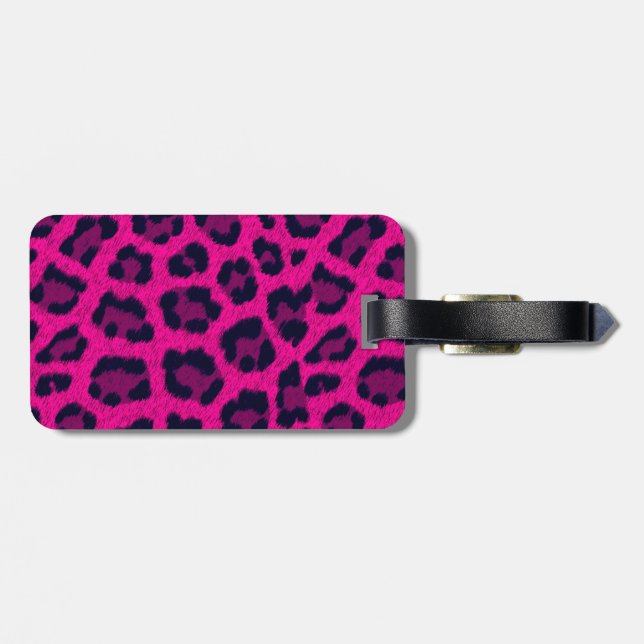 Hot Pink Leopard Print Luggard Tag Gepäckanhänger (Rückseite horizontal)