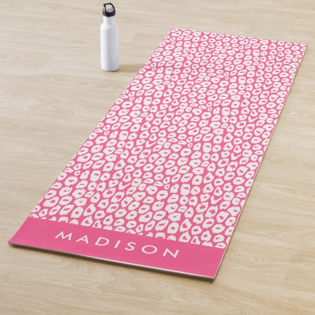 Hot Pink Leopard Print Personalized Yogamatte (Beispiel)