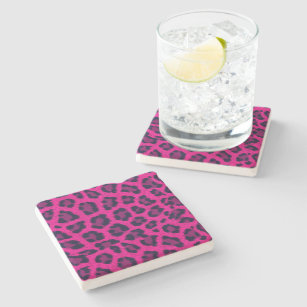 Hot Pink Leopard Print Stone Untersetzer