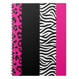 Hot Pink Leopard und Zebra Animal Print Notizblock