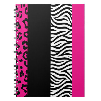 Hot Pink Leopard und Zebra Animal Print Notizblock
