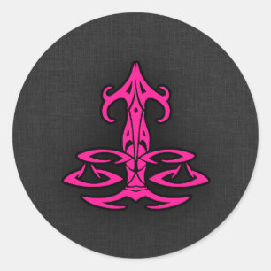 Hot Pink Libra Scales Zodiac-Zeichen Runder Aufkleber