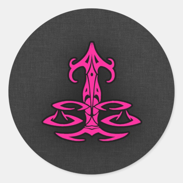 Hot Pink Libra Scales Zodiac-Zeichen Runder Aufkleber (Vorderseite)