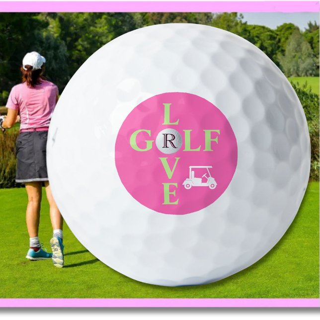 Hot Pink Liebe Golf Monogram Golf Ball (Von Creator hochgeladen)
