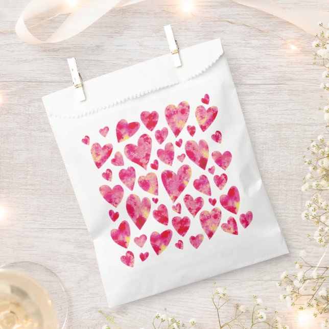 Hot Pink Liebe Herzmuster Geschenktütchen (Ausgeschnitten)