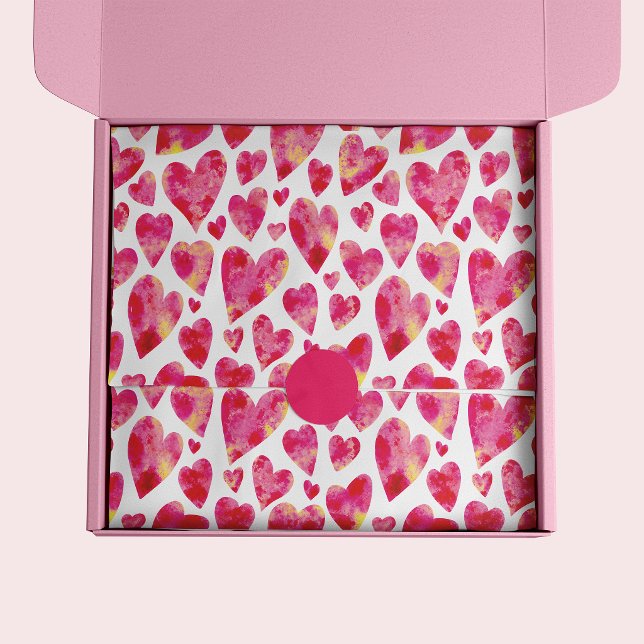 Hot Pink Liebe Herzmuster Seidenpapier (Pink love heart pattern tissue paper)