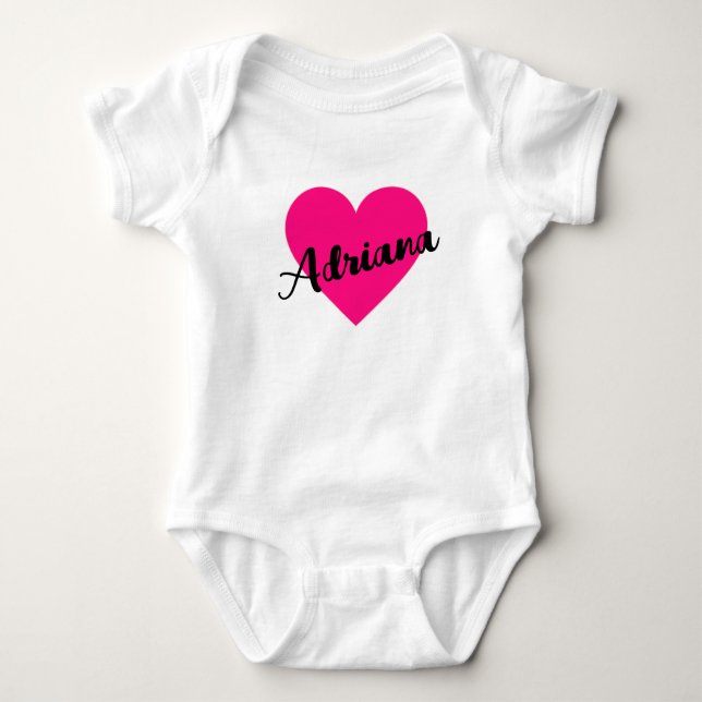 Hot Pink Liebe Individuelle Name Baby Strampler (Vorderseite)