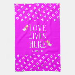 Hot Pink | LIEBE LEBT HIER | Stilvoll anpassbar Geschirrtuch
