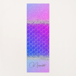 Hot Pink Lila Mermaid Scales Glittery Bling Yogamatte