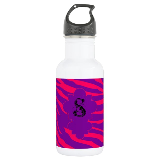 Hot Pink Lila Zebra Print 32.oz. Trinkflasche (Vorderseite)