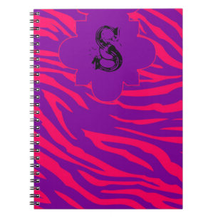 Hot Pink Lila Zebra Print Animal Spiral Notebook Notizblock