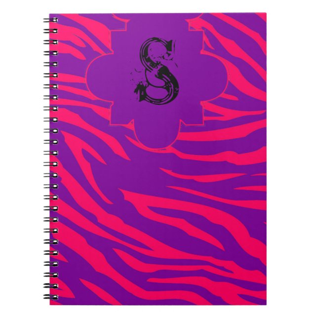 Hot Pink Lila Zebra Print Animal Spiral Notebook Notizblock (Vorderseite)
