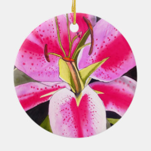 Hot Pink Lilie Blume Aquarell Pop Blume Keramikornament