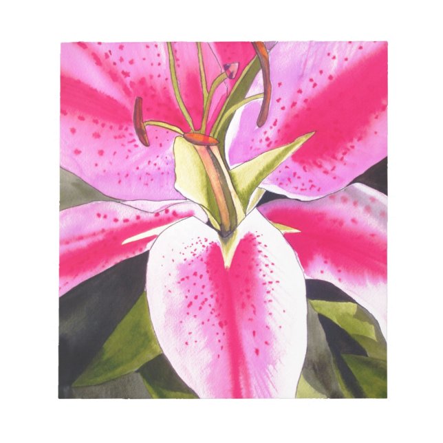 Hot Pink Lily Teneriffa Pop Blume Notizblock (Vorderseite)