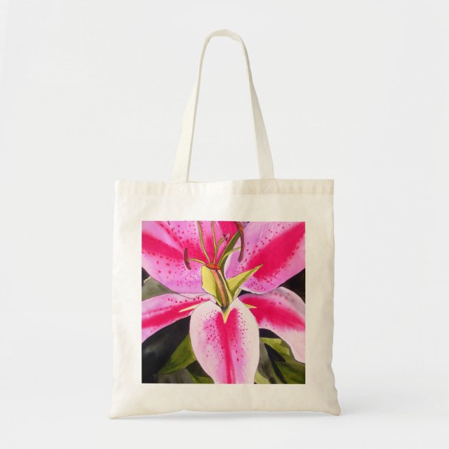 Hot Pink Lily Teneriffa Pop Blume Tragetasche (Vorne)
