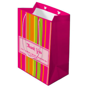 Hot Pink, Lime Green, Orange und Gelb Vielen Dank Mittlere Geschenktüte