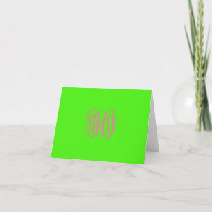 Hot Pink Limon 3 Init Vine Script Monogram DIBG Dankeskarte