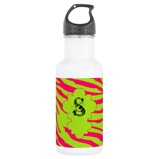 Hot Pink Limon Zebra Print 32.oz. Edelstahlflasche (Vorderseite)