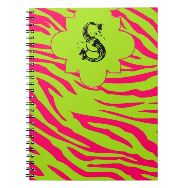Hot Pink Limon Zebra Print Animal Spiral Notebook Notizblock (Vorderseite)