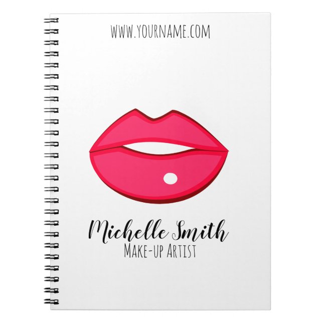 Hot Pink Lips Design Make-up Artist Business Card Notizblock (Vorderseite)