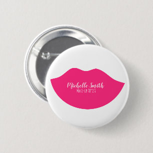 Hot Pink Lips Design Make-up Künstler Button