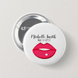 Hot Pink Lips Design Make-up Künstler Button