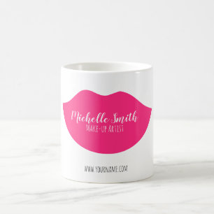 Hot Pink Lips Design Make-up Künstler Kaffeetasse
