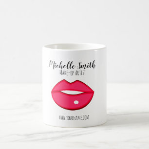 Hot Pink Lips Design Make-up Künstler Kaffeetasse