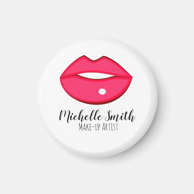 Hot Pink Lips Design Make-up Künstler Magnet (Vorne)