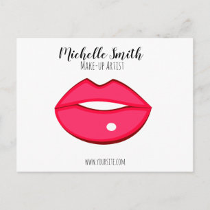 Hot Pink Lips Design Make-up Künstler Postkarte