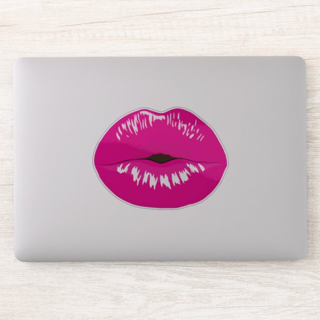 Hot Pink Lips Glamour Illustration Aufkleber (Computer)