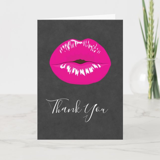 Hot Pink Lips Glamour Illustration Karte (Vorderseite)