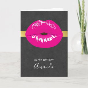 Hot Pink Lips Glamour Illustration Karte