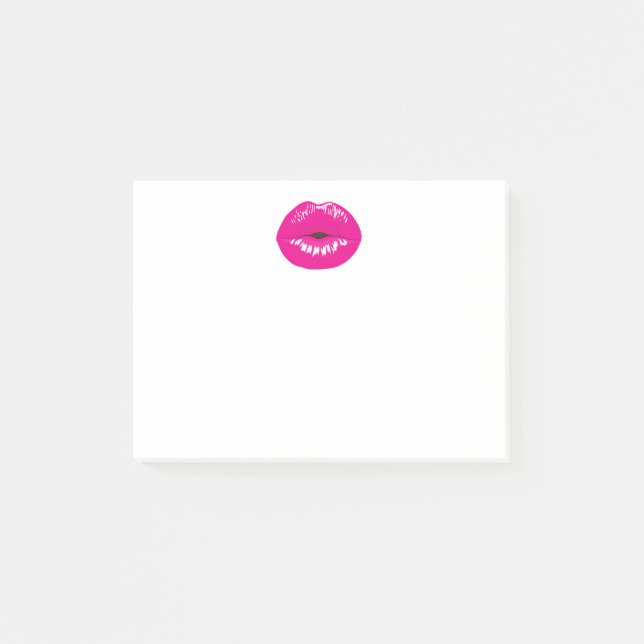 Hot Pink Lips Glamour Illustration Post-it Klebezettel (Vorderseite)