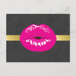 Hot Pink Lips Glamour Illustration Postkarte