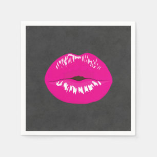Hot Pink Lips Glamour Illustration Serviette