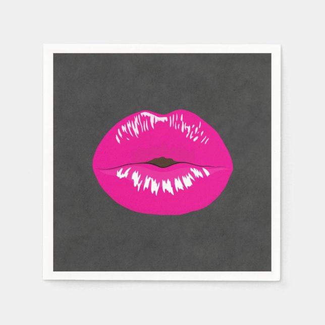 Hot Pink Lips Glamour Illustration Serviette (Vorderseite)