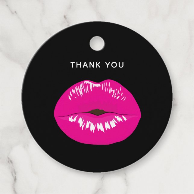 Hot Pink Lips Glamour Illustration Vielen Dank Geschenkanhänger (Vorderseite)
