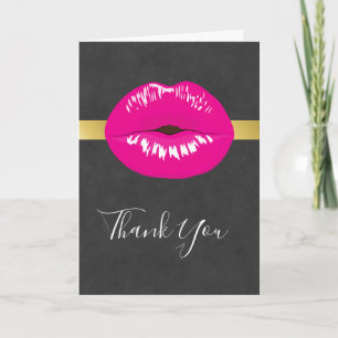 Hot Pink Lips Glamour Illustration Vielen Dank Karte